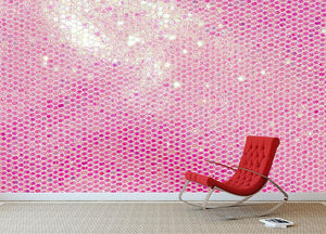 Pale pink sequin fabric Wall Mural Wallpaper - Canvas Art Rocks - 2