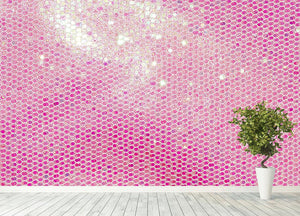 Pale pink sequin fabric Wall Mural Wallpaper - Canvas Art Rocks - 4