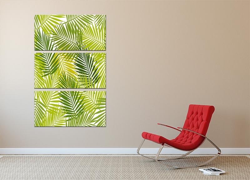 Palm leaf silhouettes seamless 3 Split Panel Canvas Print - Canvas Art Rocks - 2