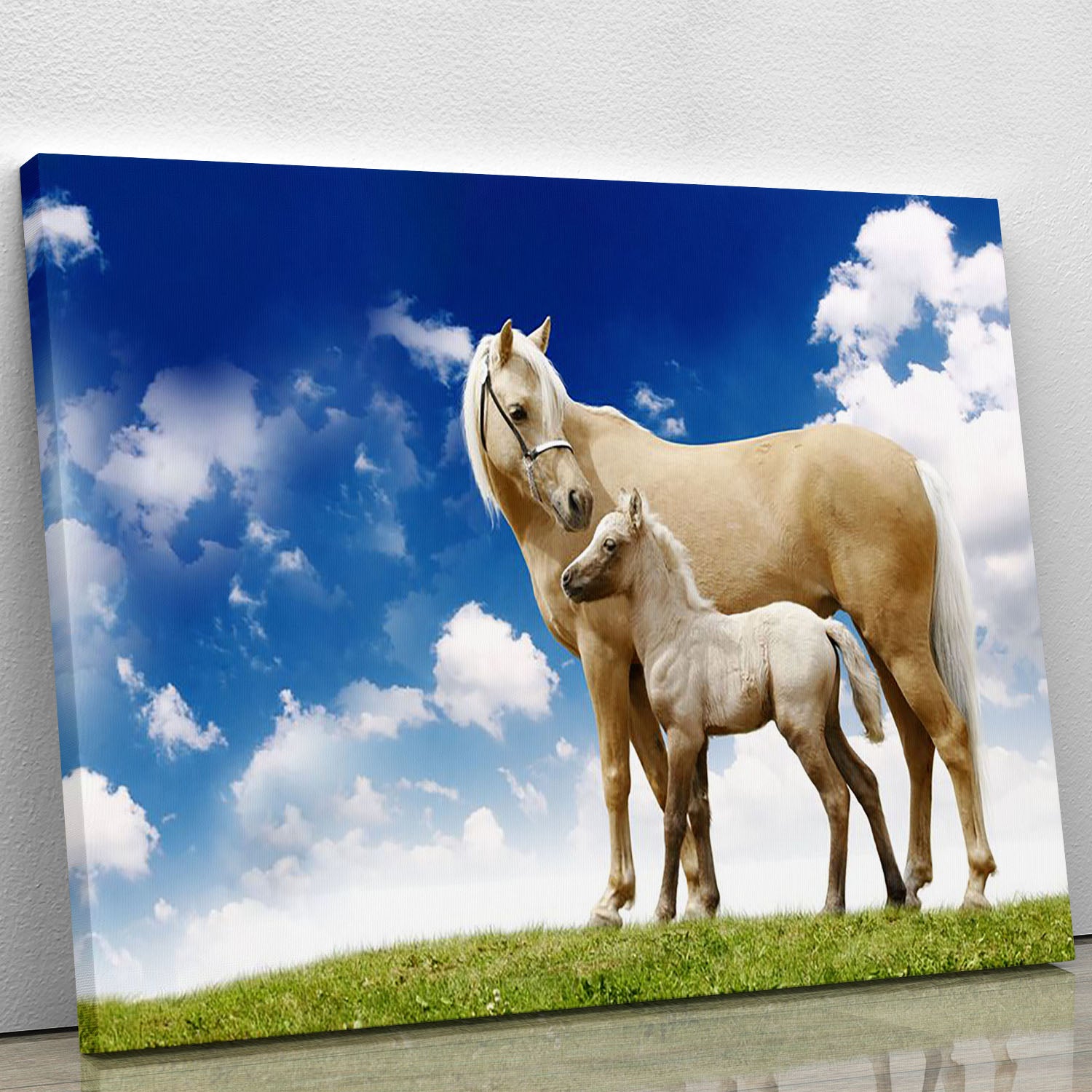 Palomino horses on grey gradient Canvas Print or Poster - Canvas Art Rocks - 1