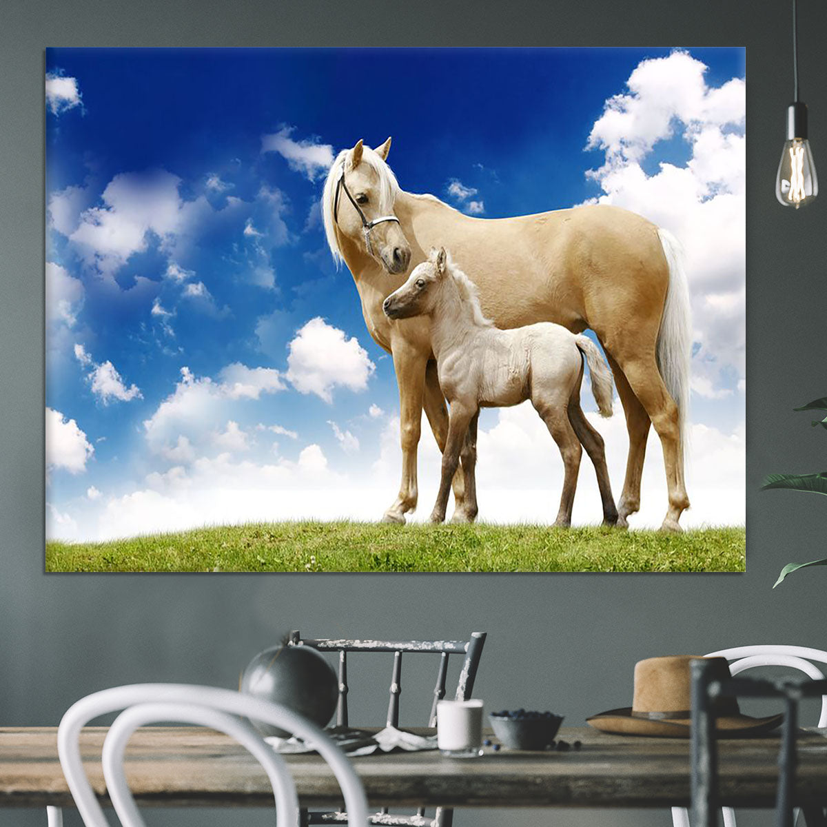 Palomino horses on grey gradient Canvas Print or Poster - Canvas Art Rocks - 3