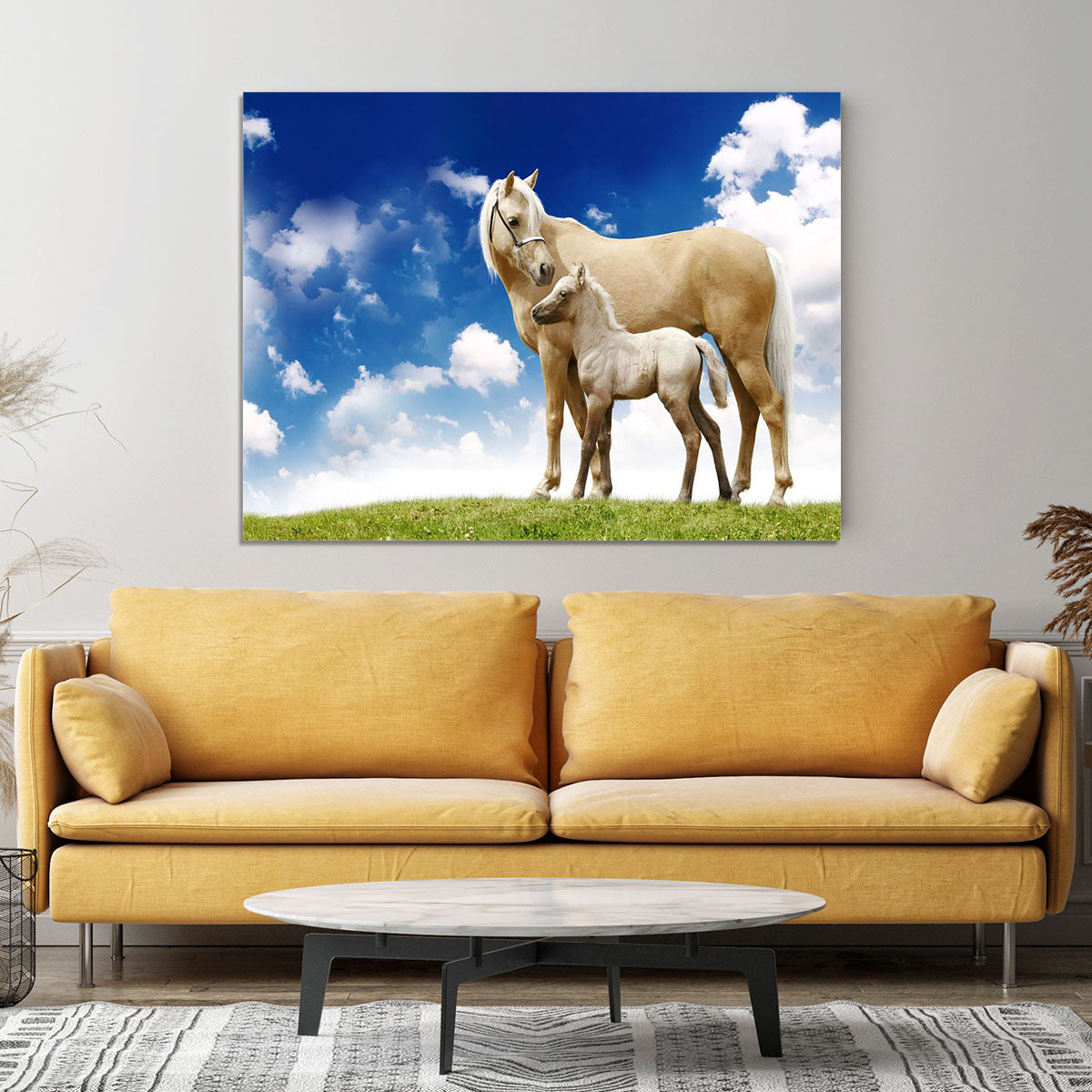 Palomino horses on grey gradient Canvas Print or Poster - Canvas Art Rocks - 4