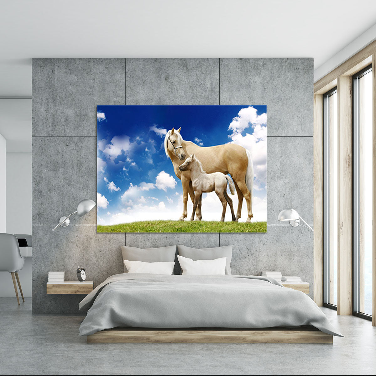 Palomino horses on grey gradient Canvas Print or Poster - Canvas Art Rocks - 5