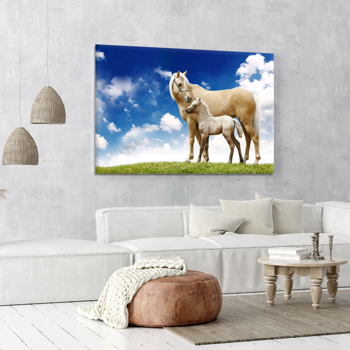 Palomino horses on grey gradient Canvas Print or Poster - Canvas Art Rocks - 6