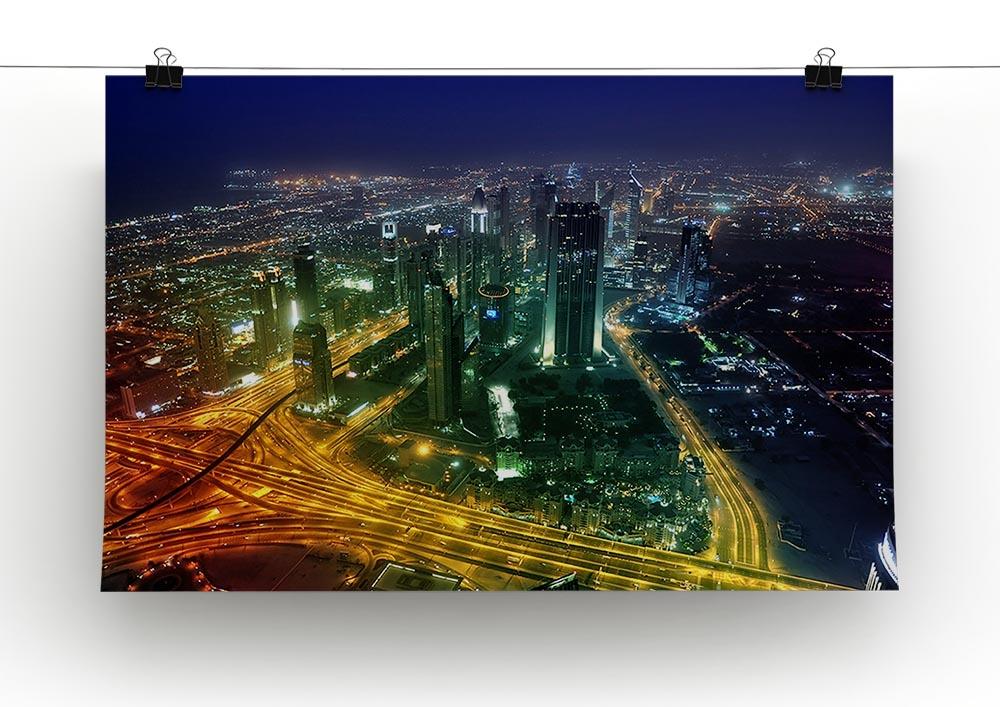 Panorama Dubai city at night Canvas Print or Poster - Canvas Art Rocks - 2
