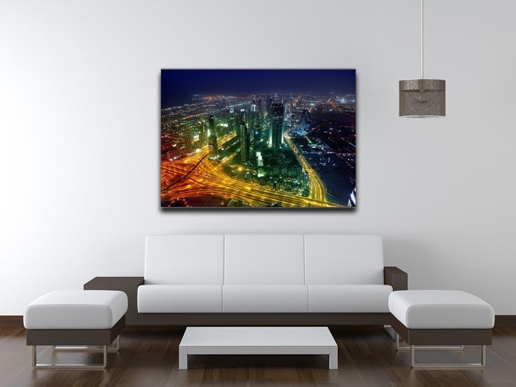 Panorama Dubai city at night Canvas Print or Poster - Canvas Art Rocks - 4