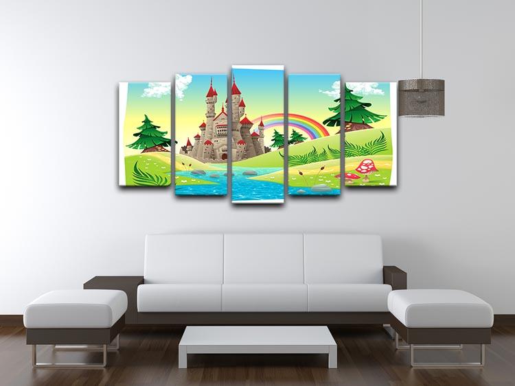Panorama with castle 5 Split Panel Canvas - Canvas Art Rocks - 3