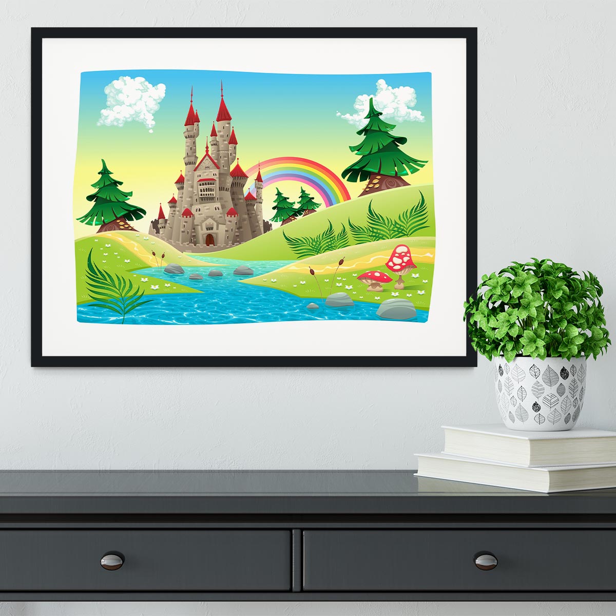 Panorama with castle Framed Print - Canvas Art Rocks - 1
