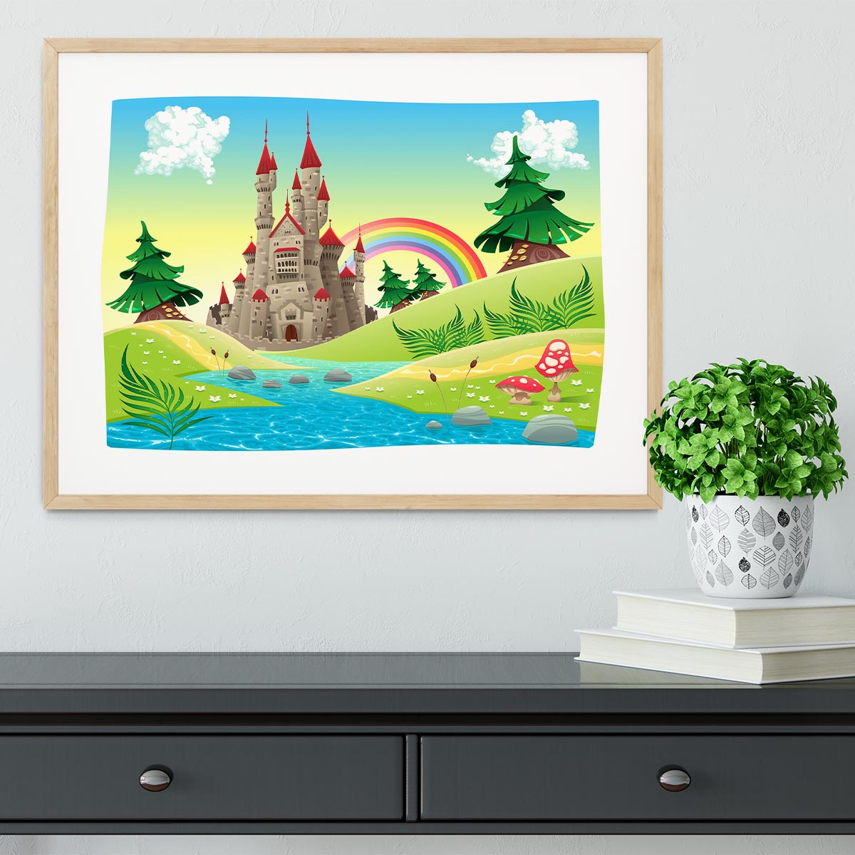 Panorama with castle Framed Print - Canvas Art Rocks - 3
