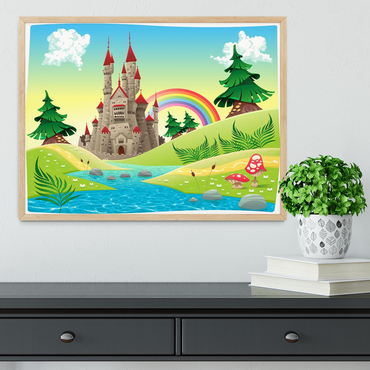 Panorama with castle Framed Print - Canvas Art Rocks - 4