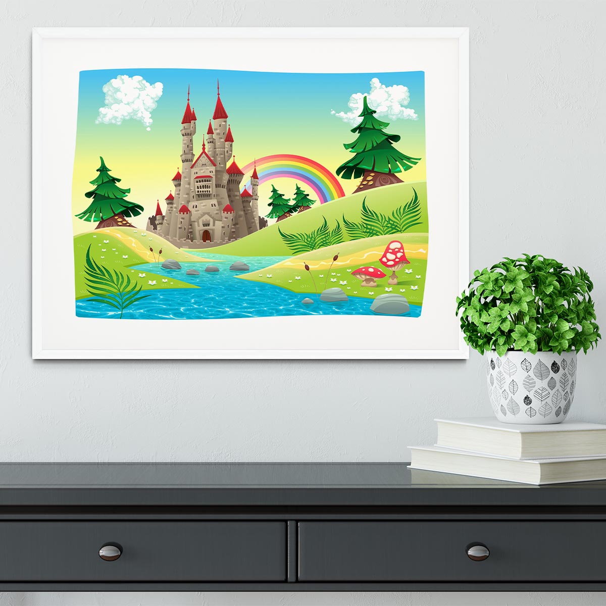 Panorama with castle Framed Print - Canvas Art Rocks - 5