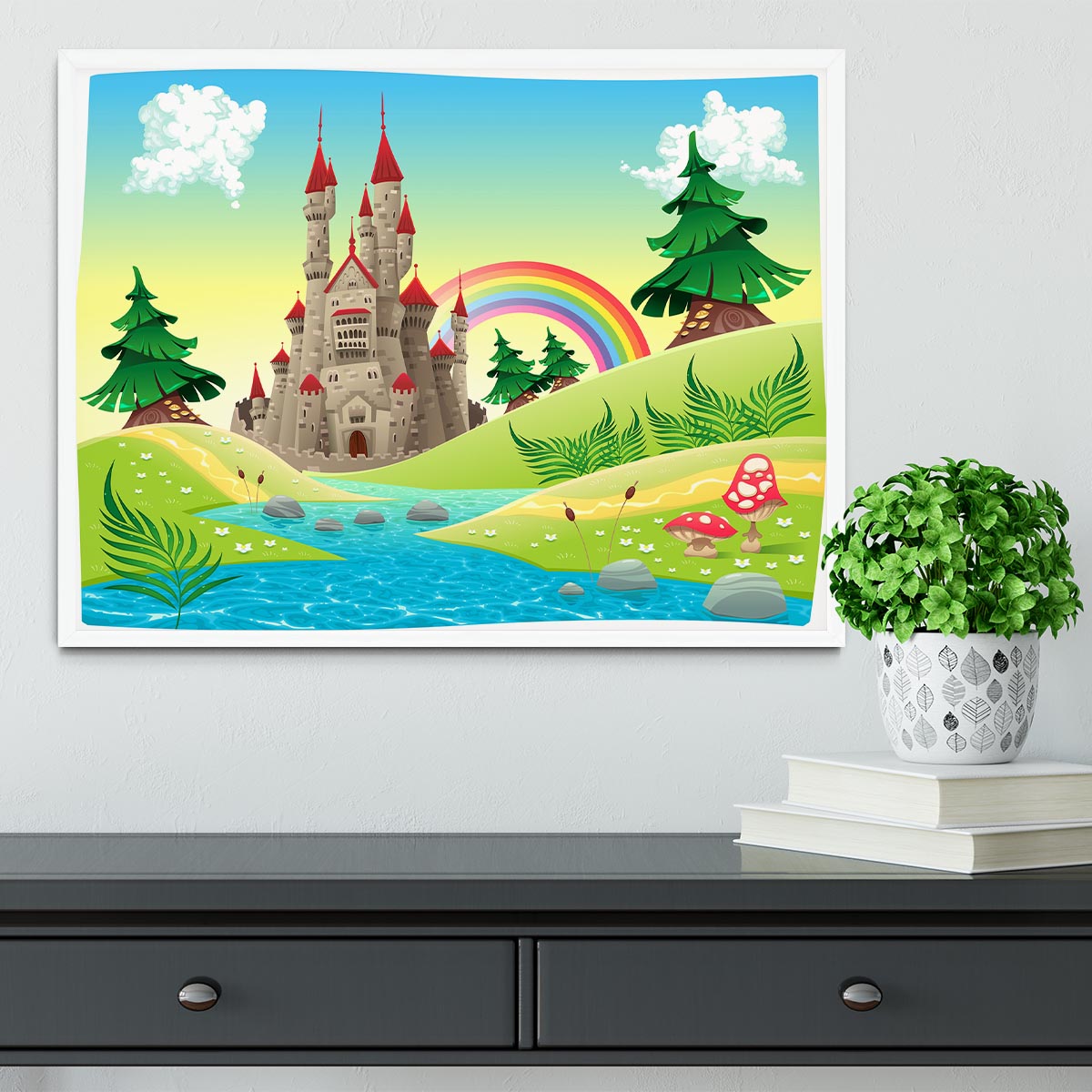Panorama with castle Framed Print - Canvas Art Rocks -6