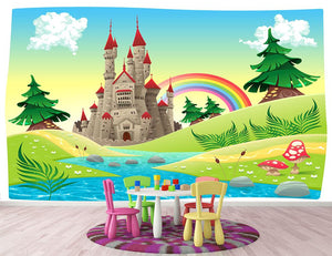 Panorama with castle Wall Mural Wallpaper - Canvas Art Rocks - 2