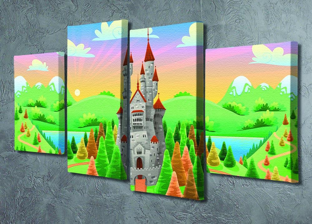 Panorama with medieval castle 4 Split Panel Canvas - Canvas Art Rocks - 2