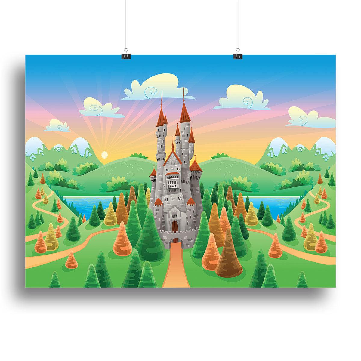Panorama with medieval castle Canvas Print or Poster - Canvas Art Rocks - 2