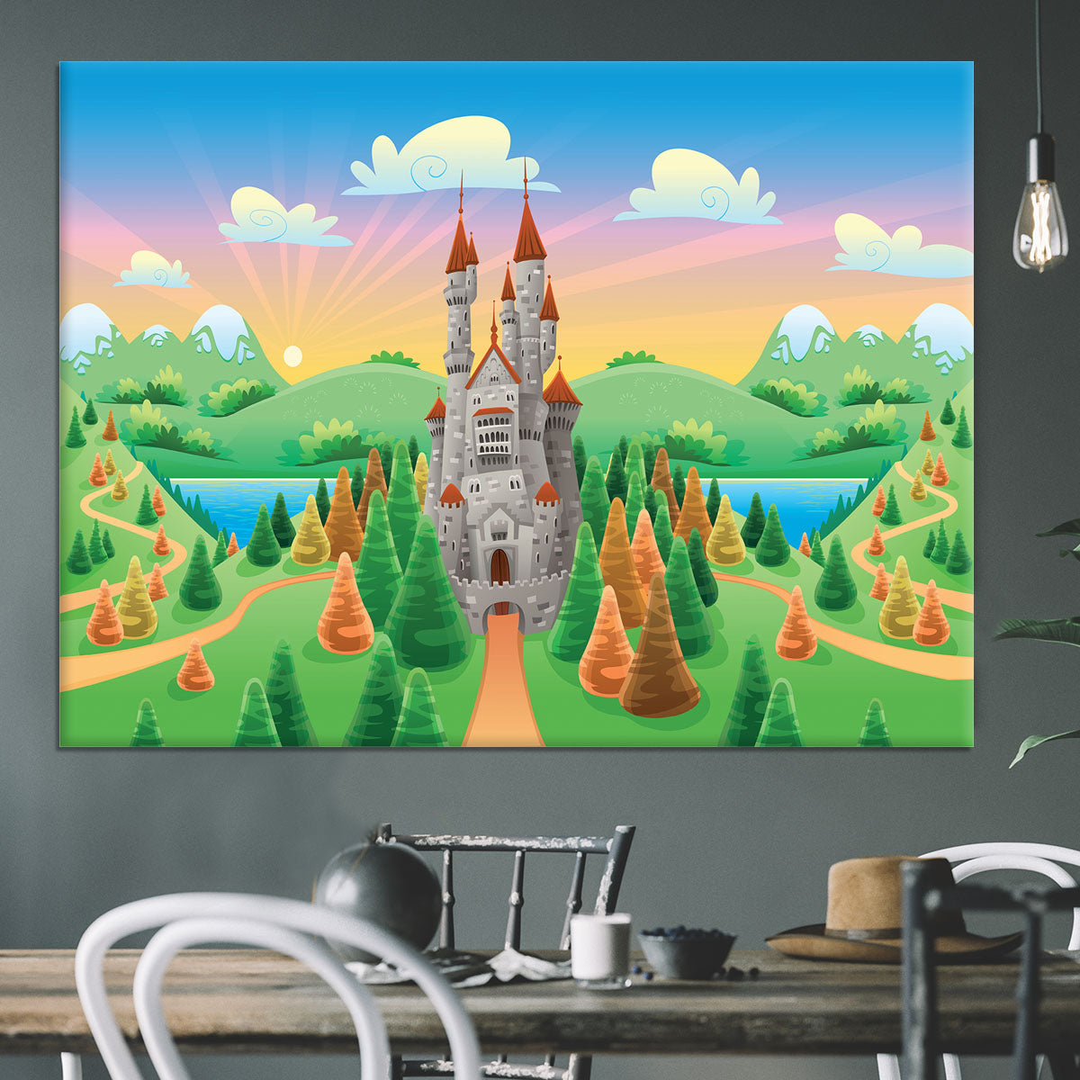 Panorama with medieval castle Canvas Print or Poster - Canvas Art Rocks - 3