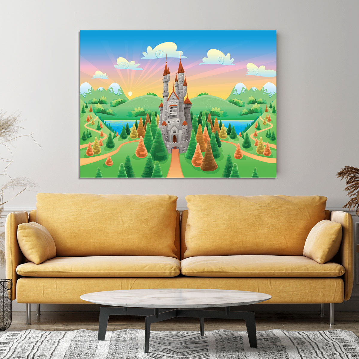 Panorama with medieval castle Canvas Print or Poster - Canvas Art Rocks - 4