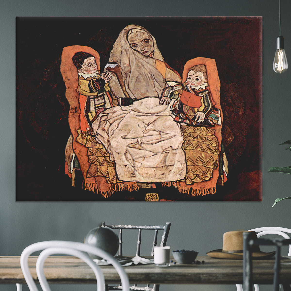Parent with two children the mother by Egon Schiele Canvas Print or Poster - Canvas Art Rocks - 3