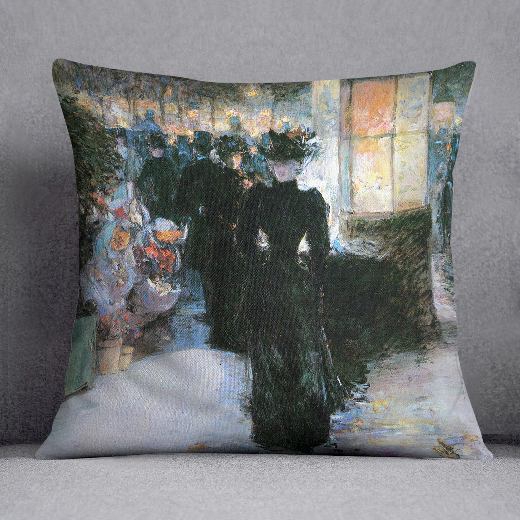 Paris Nocturne by Hassam Cushion - Canvas Art Rocks - 1