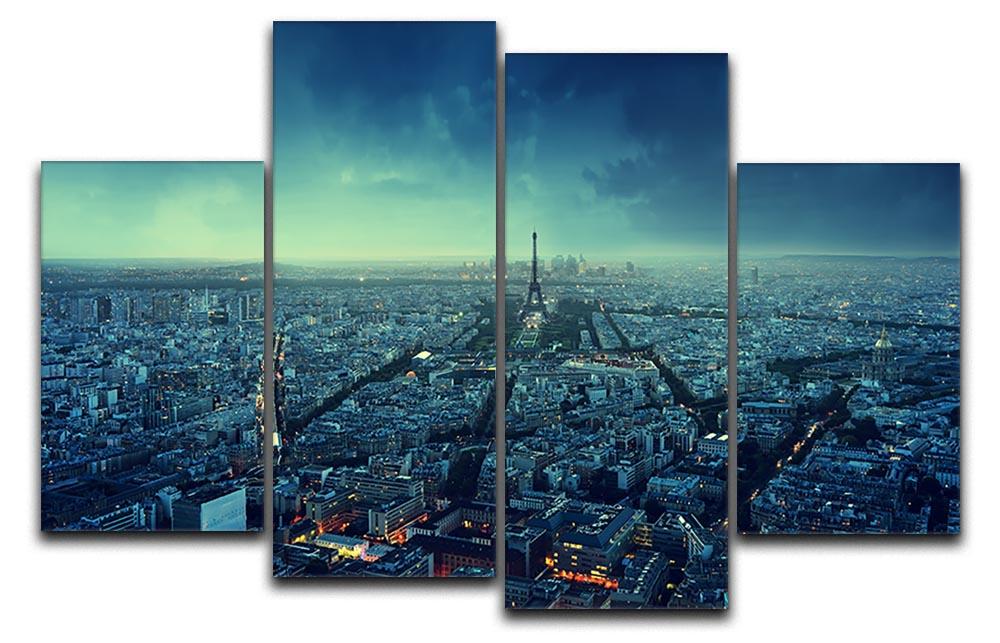 Paris skyline at sunset 4 Split Panel Canvas  - Canvas Art Rocks - 1