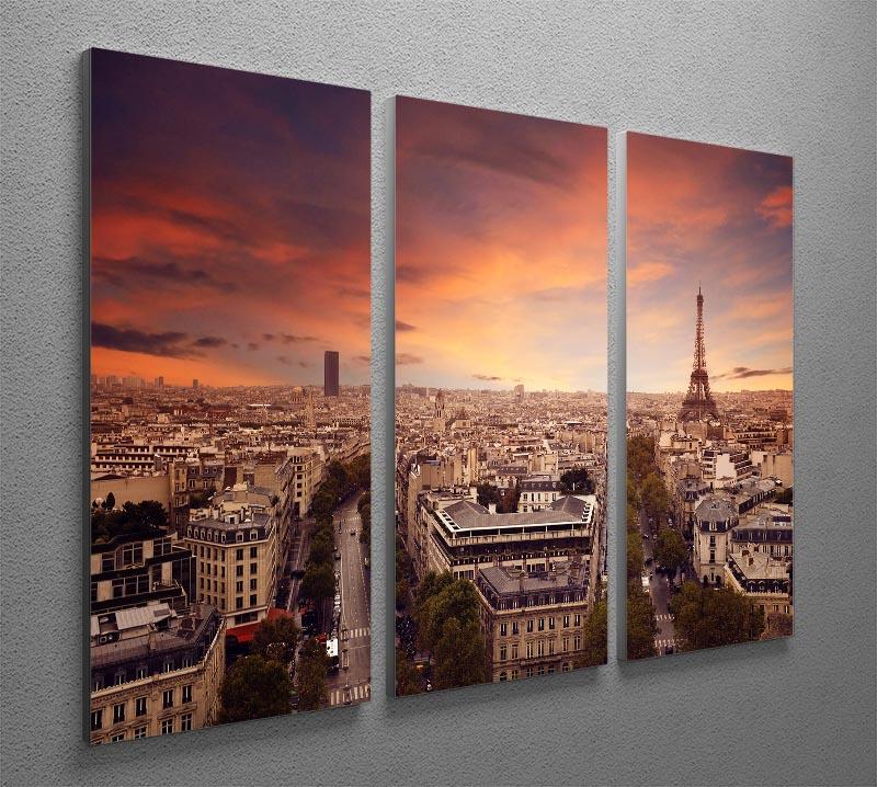 Paris sunset Skyline 3 Split Panel Canvas Print - Canvas Art Rocks - 2