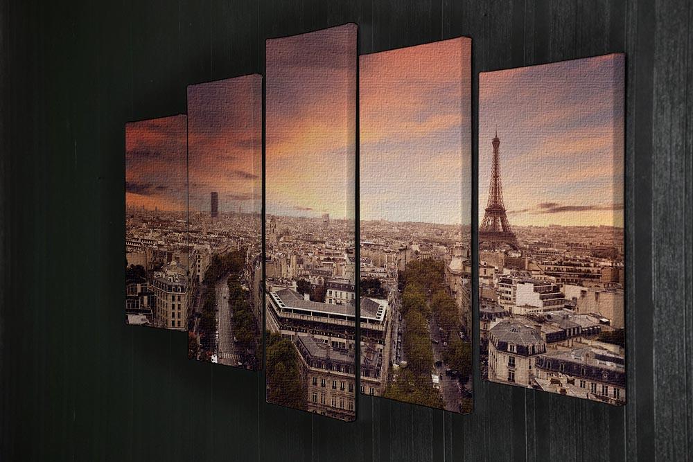 Paris sunset Skyline 5 Split Panel Canvas  - Canvas Art Rocks - 2