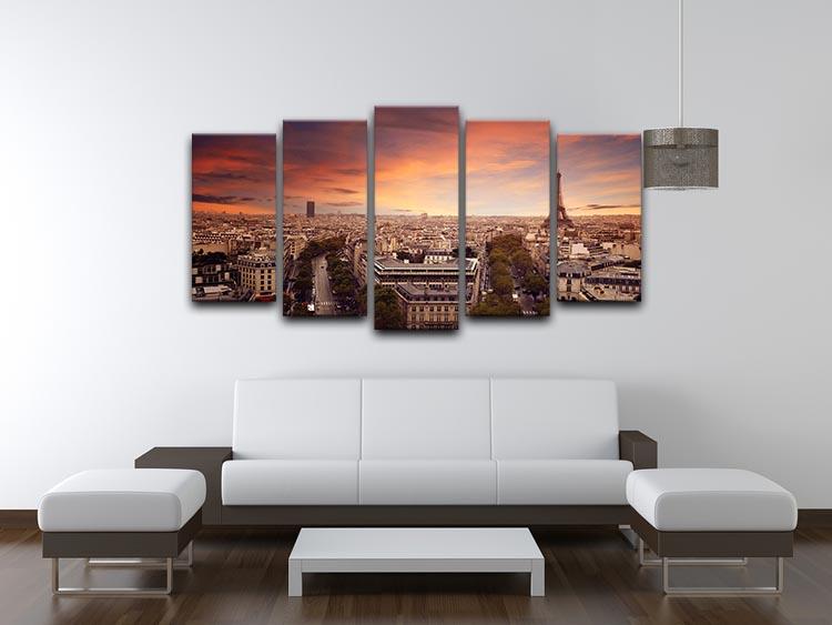 Paris sunset Skyline 5 Split Panel Canvas  - Canvas Art Rocks - 3