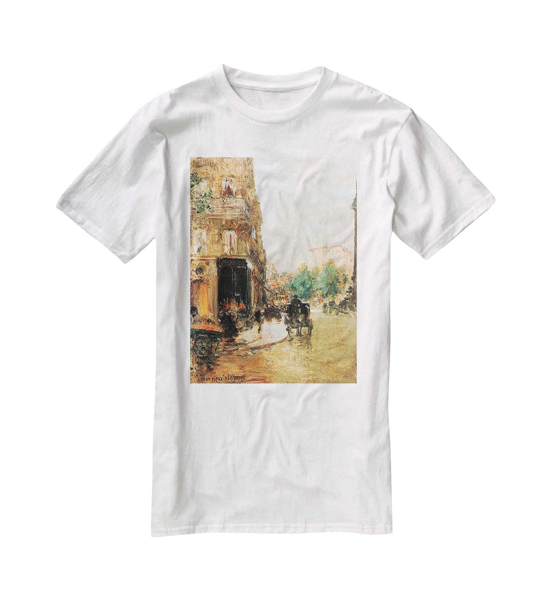 Parisian street scene 2 by Hassam T-Shirt - Canvas Art Rocks - 5