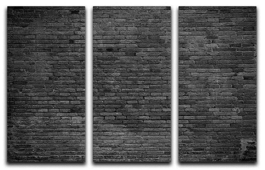 Part of black painted brick 3 Split Panel Canvas Print - Canvas Art Rocks - 1