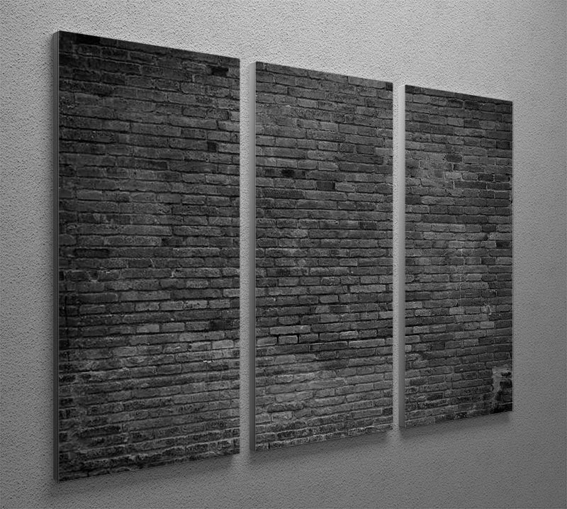 Part of black painted brick 3 Split Panel Canvas Print - Canvas Art Rocks - 2
