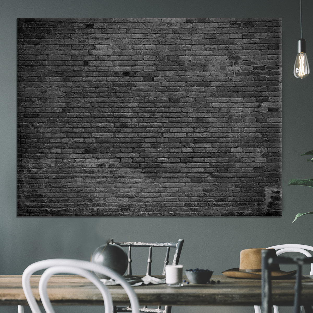 Part of black painted brick Canvas Print or Poster - Canvas Art Rocks - 3
