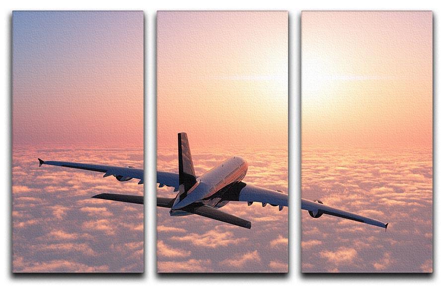 Passenger plane above the clouds 3 Split Panel Canvas Print - Canvas Art Rocks - 1