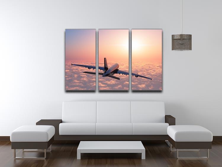 Passenger plane above the clouds 3 Split Panel Canvas Print - Canvas Art Rocks - 3