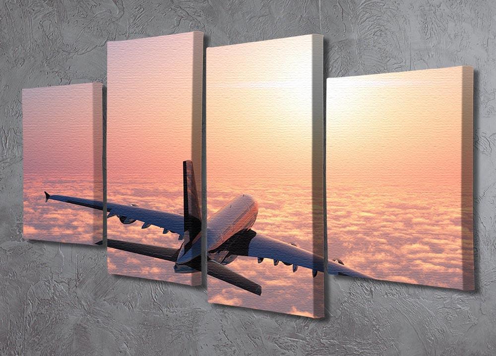 Passenger plane above the clouds 4 Split Panel Canvas  - Canvas Art Rocks - 2
