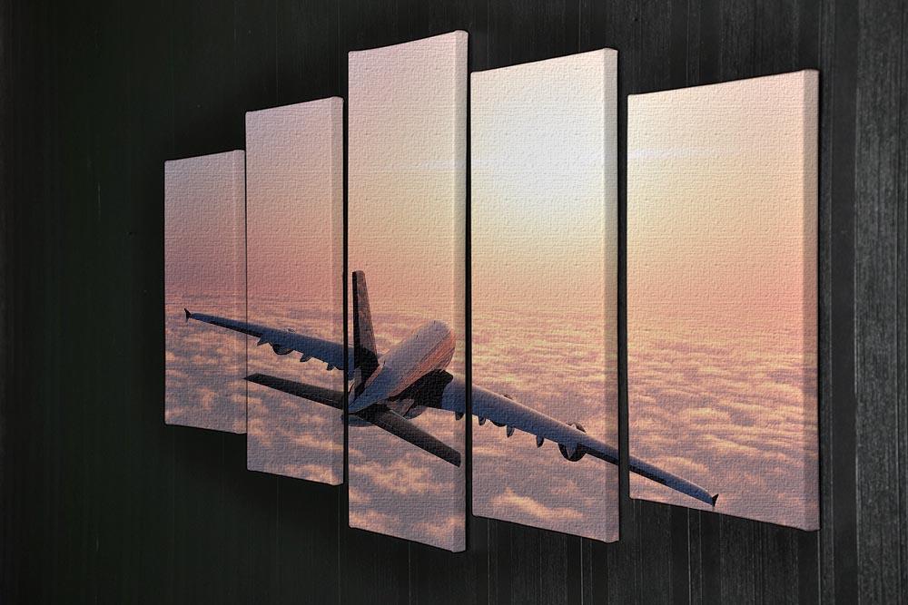 Passenger plane above the clouds 5 Split Panel Canvas  - Canvas Art Rocks - 2