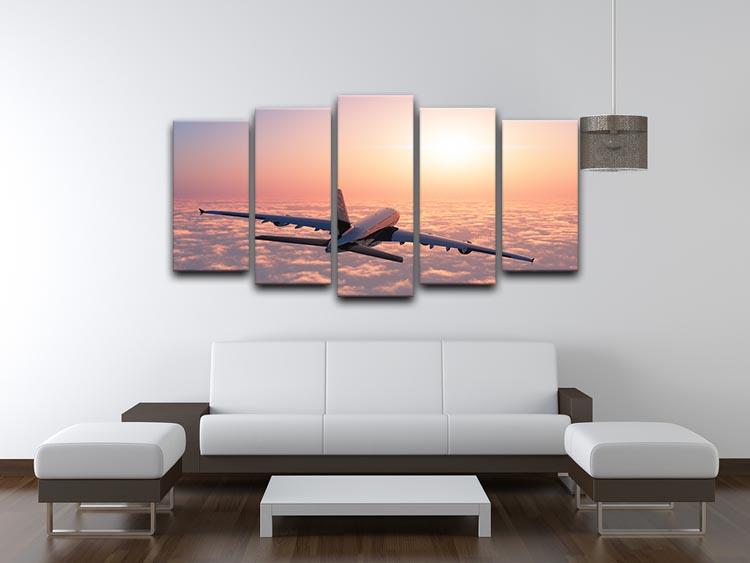 Passenger plane above the clouds 5 Split Panel Canvas  - Canvas Art Rocks - 3