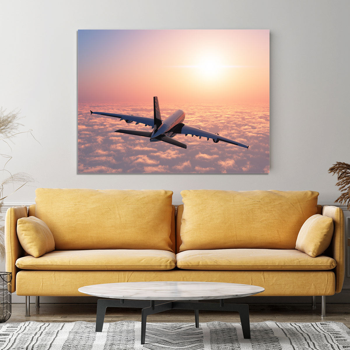 Passenger plane above the clouds Canvas Print or Poster - Canvas Art Rocks - 4