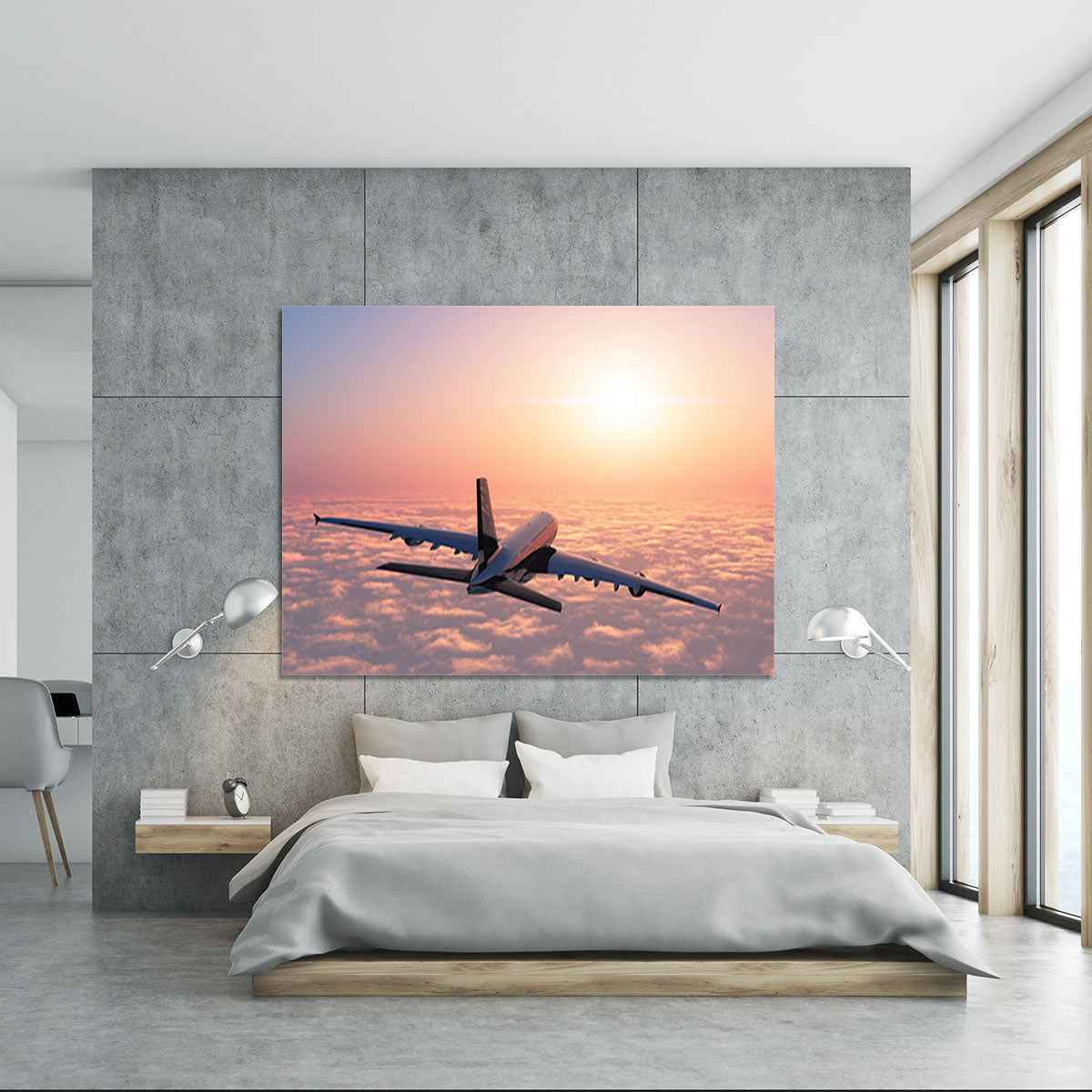 Passenger plane above the clouds Canvas Print or Poster - Canvas Art Rocks - 5