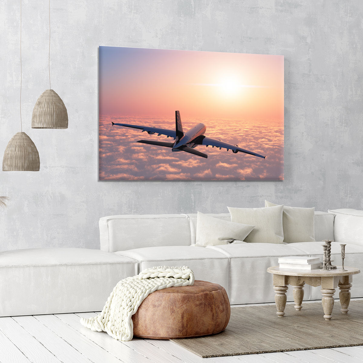 Passenger plane above the clouds Canvas Print or Poster - Canvas Art Rocks - 6