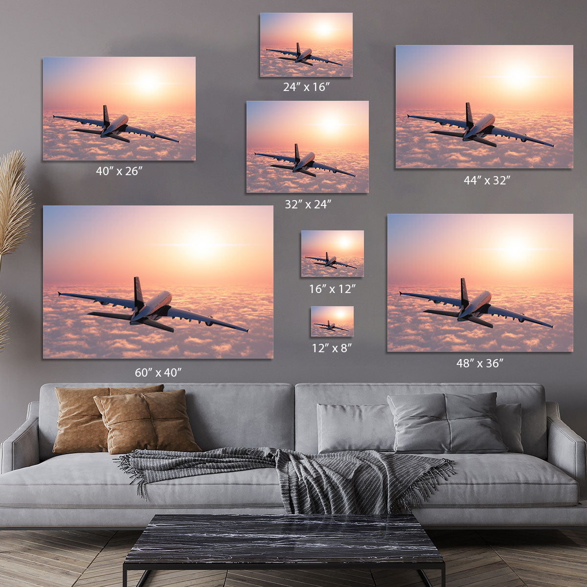 Passenger plane above the clouds Canvas Print or Poster - Canvas Art Rocks - 7