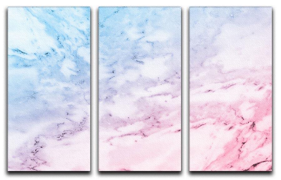 Pastel blue and pink marble 3 Split Panel Canvas Print - Canvas Art Rocks - 1