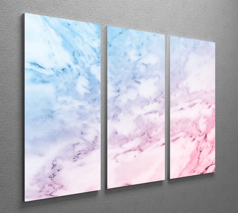 Pastel blue and pink marble 3 Split Panel Canvas Print - Canvas Art Rocks - 2