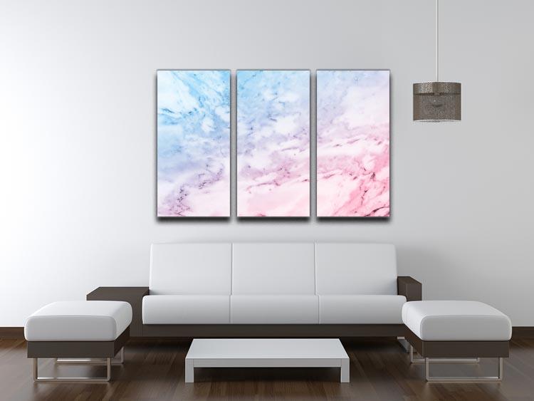 Pastel blue and pink marble 3 Split Panel Canvas Print - Canvas Art Rocks - 3