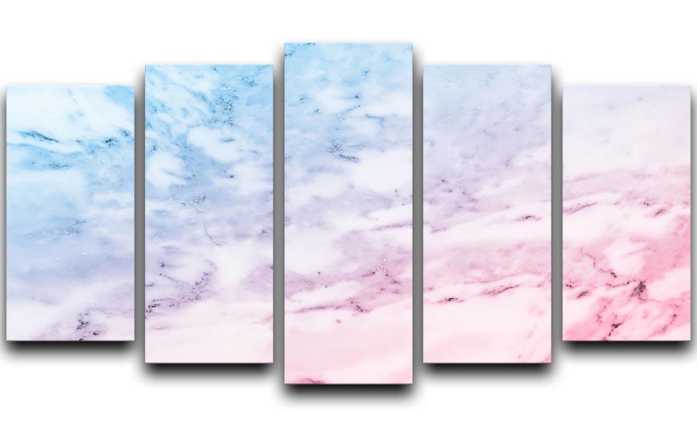 Pastel blue and pink marble 5 Split Panel Canvas  - Canvas Art Rocks - 1