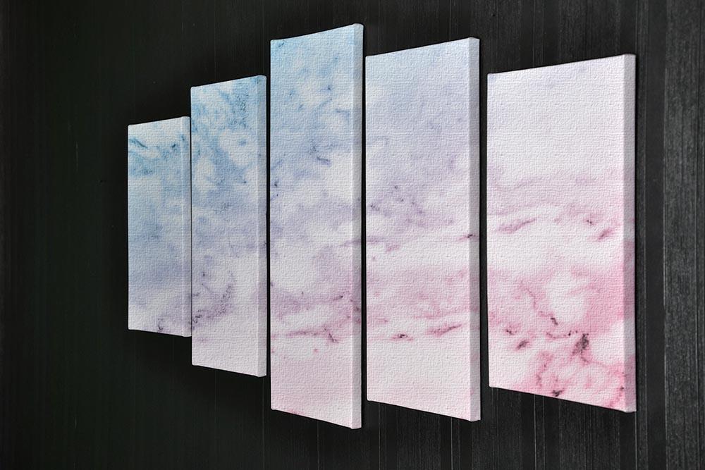Pastel blue and pink marble 5 Split Panel Canvas  - Canvas Art Rocks - 2
