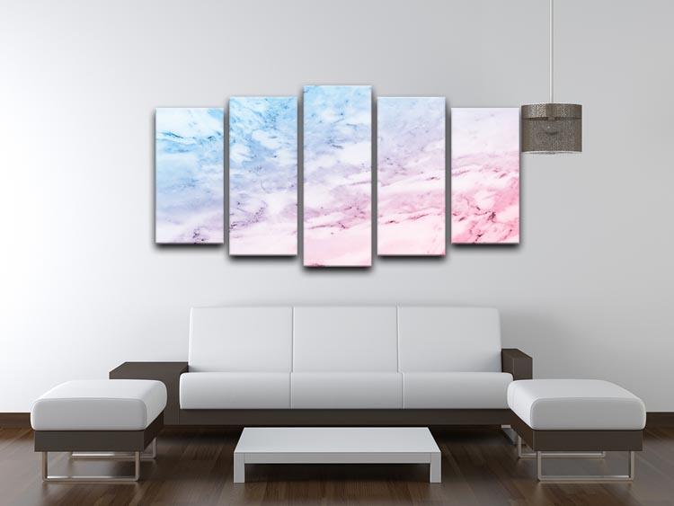 Pastel blue and pink marble 5 Split Panel Canvas  - Canvas Art Rocks - 3