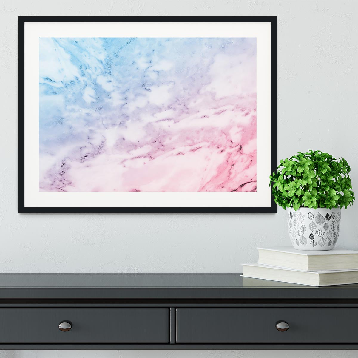 Pastel blue and pink marble Framed Print - Canvas Art Rocks - 1