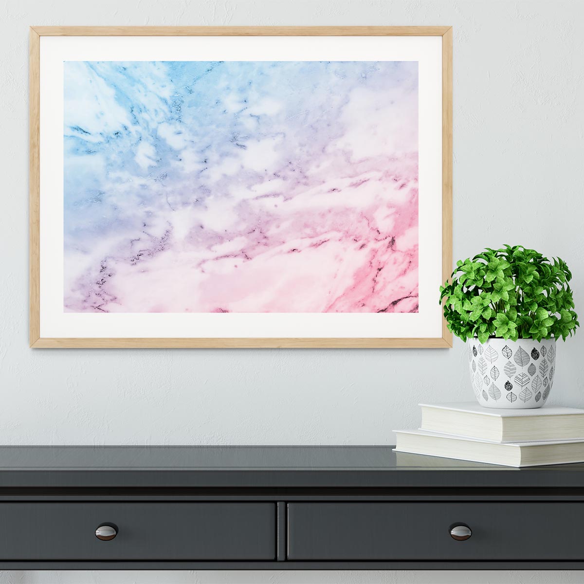 Pastel blue and pink marble Framed Print - Canvas Art Rocks - 3