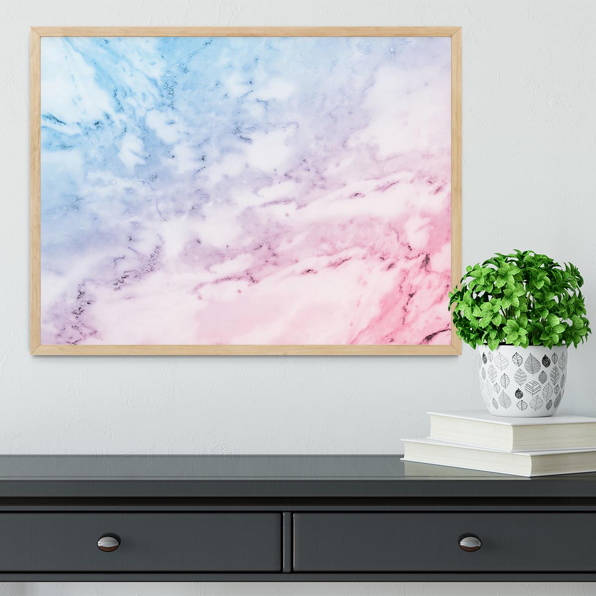 Pastel blue and pink marble Framed Print - Canvas Art Rocks - 4