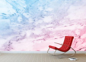 Pastel blue and pink marble Wall Mural Wallpaper - Canvas Art Rocks - 2